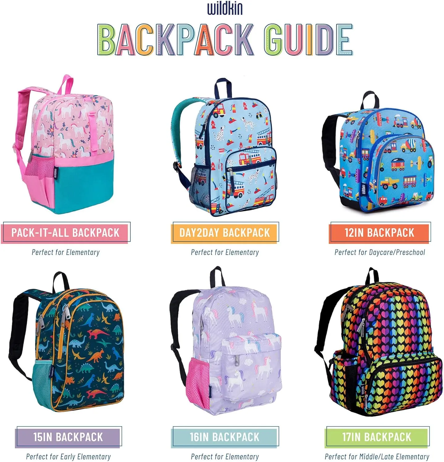Wildkin 16-inch Kids Backpack – Durable, Padded & Spacious School Bag for Boys & Girls (Blue Glitter)