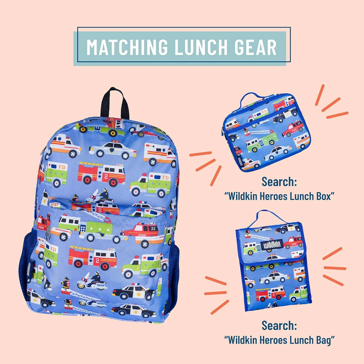 Wildkin 16-inch Kids Backpack – Durable, Padded & Spacious School Bag for Boys & Girls - Heroes