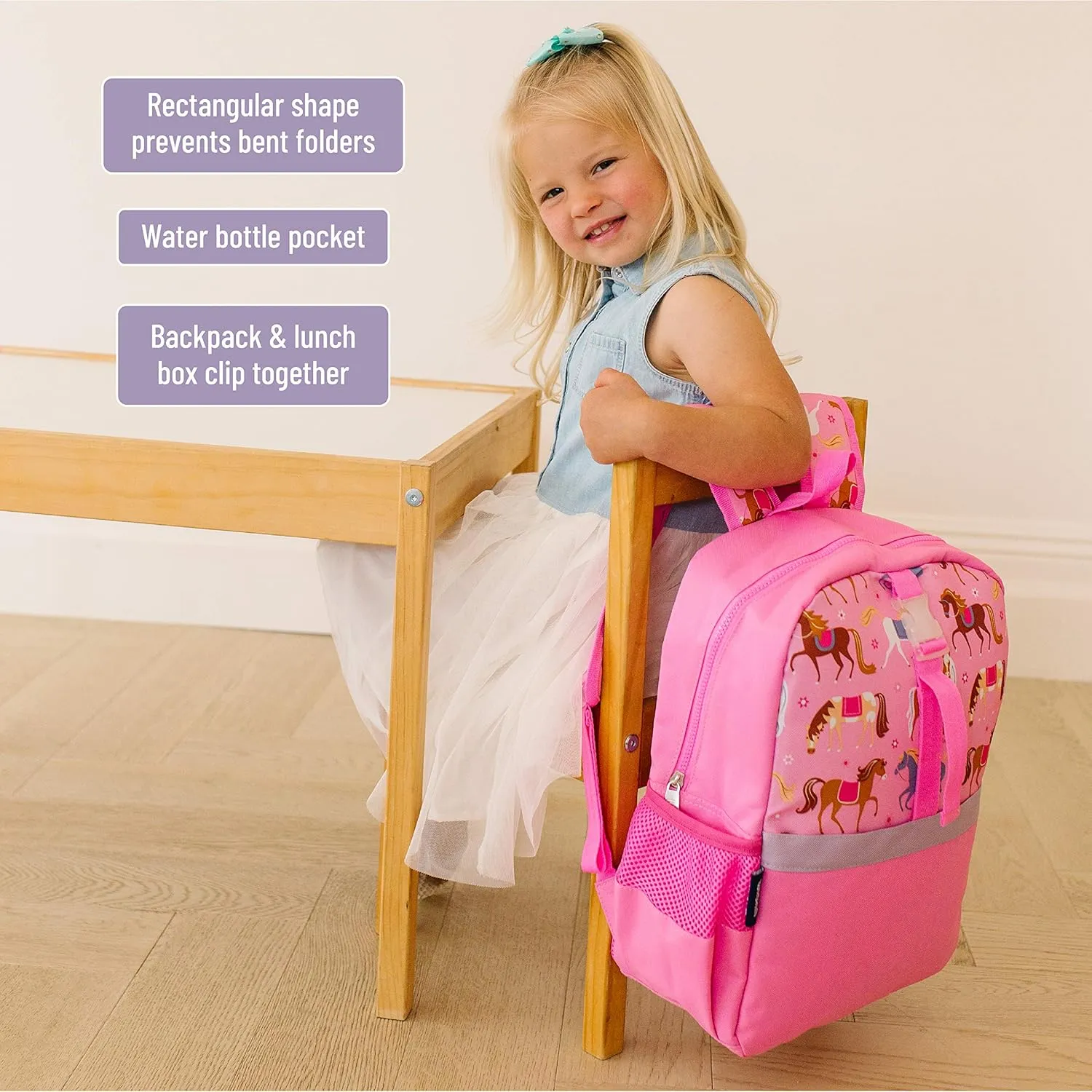 Wildkin Pack-it-All Kids Backpack – Durable, Spacious, Adjustable for School & Travel - Horses
