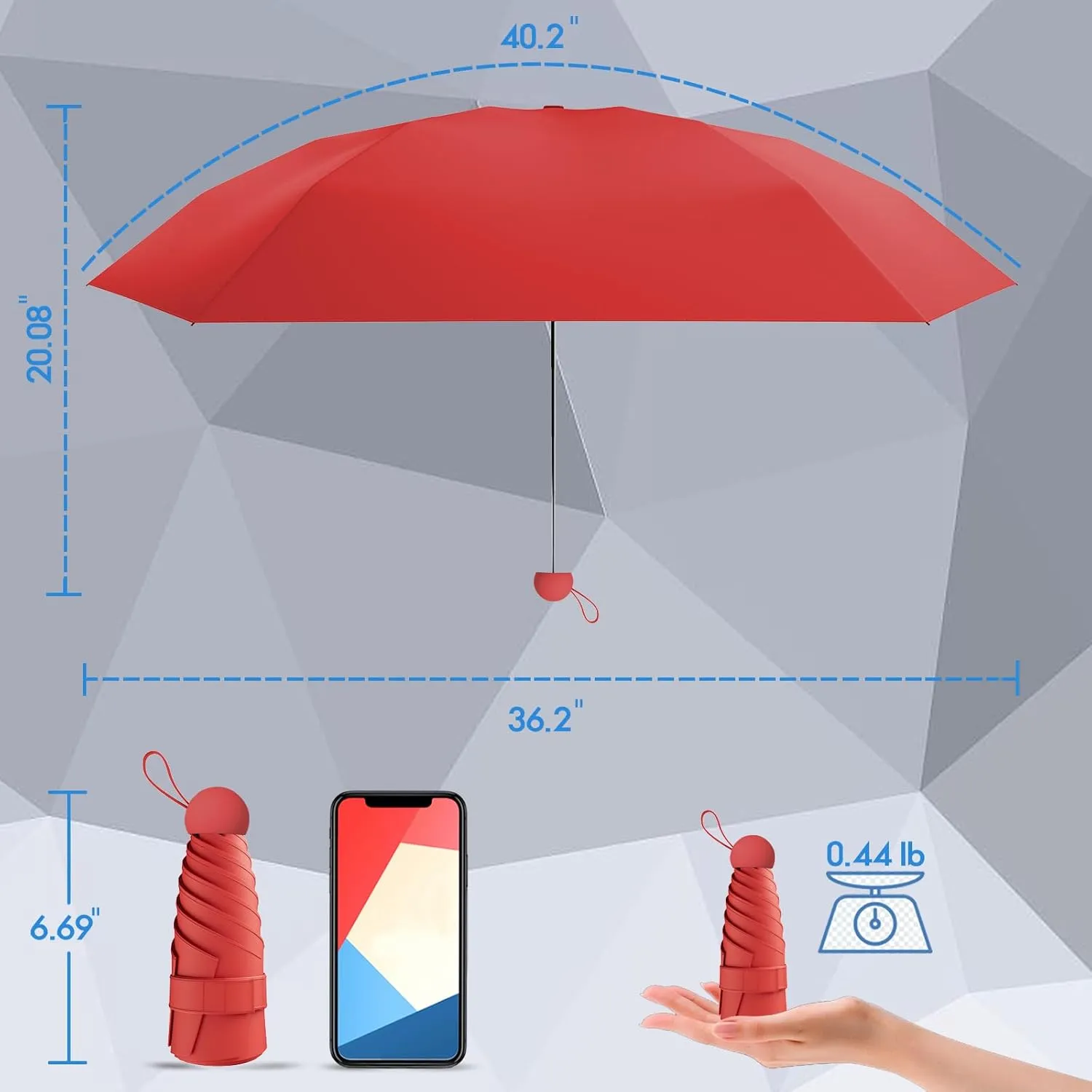 Windproof Mini Travel Folding Umbrella - UPF 50  Sun & Rain Protection, Small Compact Lightweight Design Fits in Pocket or Bag, Eco-Friendly Fabric Wallet Umbrella for Commuter, Men Women Boys Girls