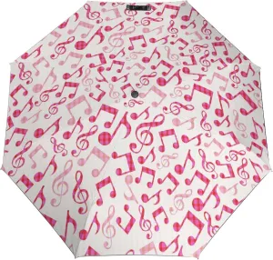 Windproof Travel Umbrellas for Rain,Abstract Pink Music Notes Durable & Compact Umbrella-Waterproof Canopy for Backpack, Purse, Portable, Umbrella for Travel