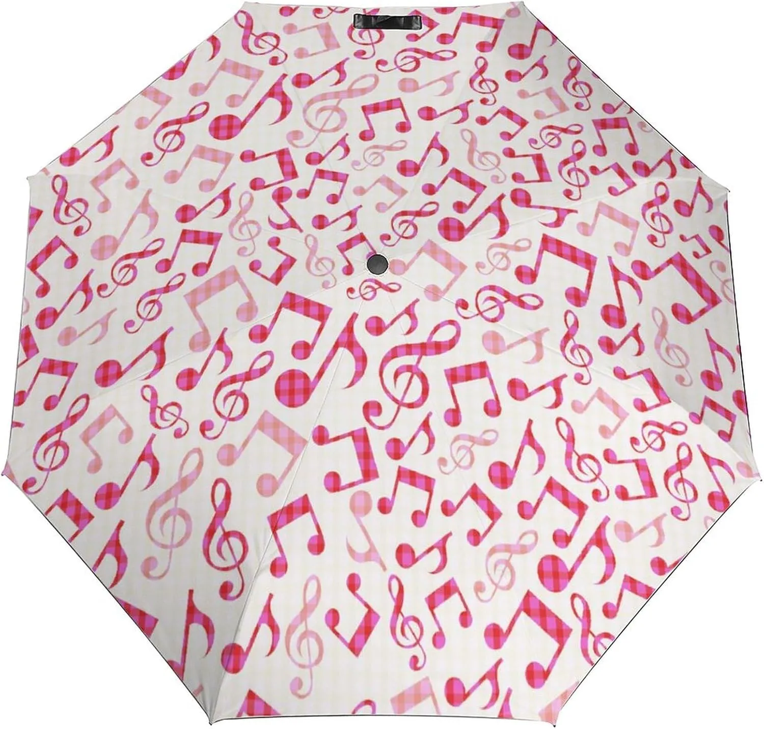 Windproof Travel Umbrellas for Rain,Abstract Pink Music Notes Durable & Compact Umbrella-Waterproof Canopy for Backpack, Purse, Portable, Umbrella for Travel