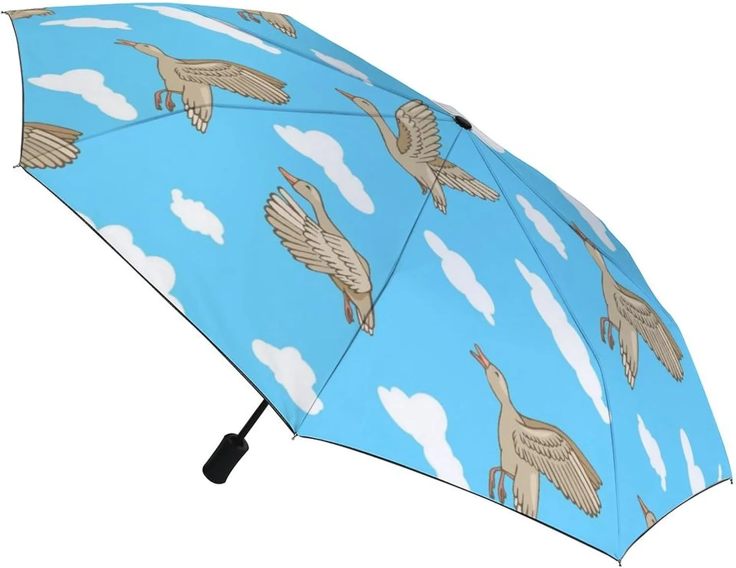 Windproof Travel Umbrellas for Rain,Cartoon Birds Hearts Notes Durable & Compact Umbrella-Waterproof Canopy for Backpack, Purse, Portable, Umbrella for Travel