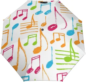 Windproof Travel Umbrellas for Rain,Colorful Music Score Durable & Compact Umbrella-Waterproof Canopy for Backpack, Purse, Portable, Umbrella for Travel