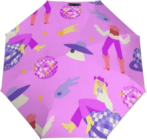 Windproof Travel Umbrellas for Rain,Cowgirls Disco Balls Durable & Compact Umbrella-Waterproof Canopy for Backpack, Purse, Portable, Umbrella for Travel