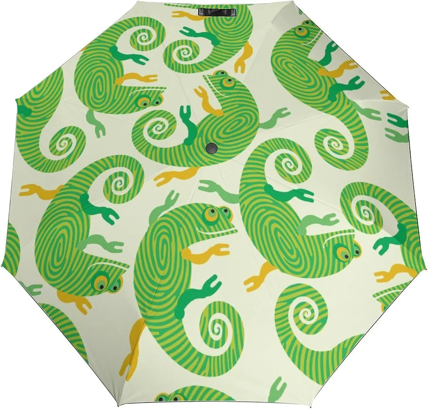 Windproof Travel Umbrellas for Rain,Cute Chameleon Green Durable & Compact Umbrella-Waterproof Canopy for Backpack, Purse, Portable, Umbrella for Travel