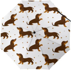 Windproof Travel Umbrellas for Rain,Cute Dachshund Dogs Durable & Compact Umbrella-Waterproof Canopy for Backpack, Purse, Portable, Umbrella for Travel