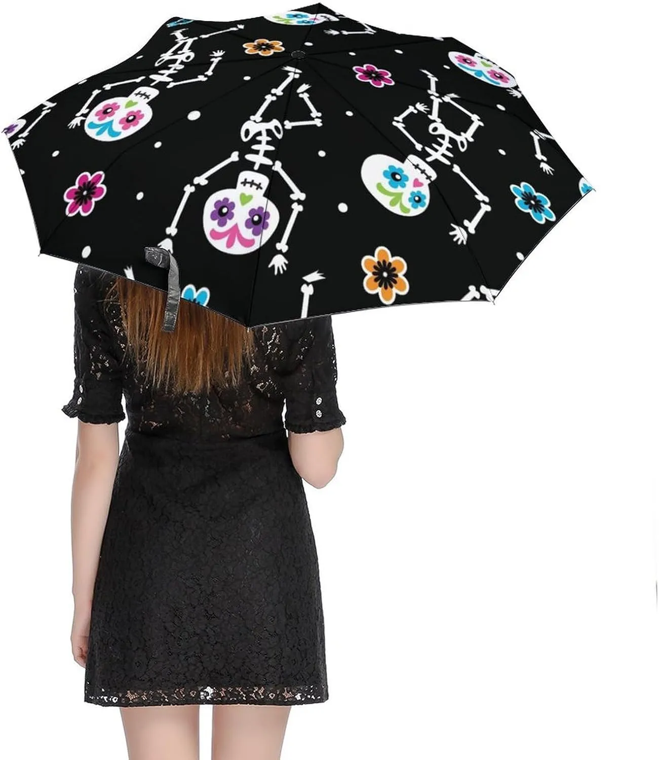 Windproof Travel Umbrellas for Rain,Happy Dog Flower Durable & Compact Umbrella-Waterproof Canopy for Backpack, Purse, Portable, Umbrella for Travel