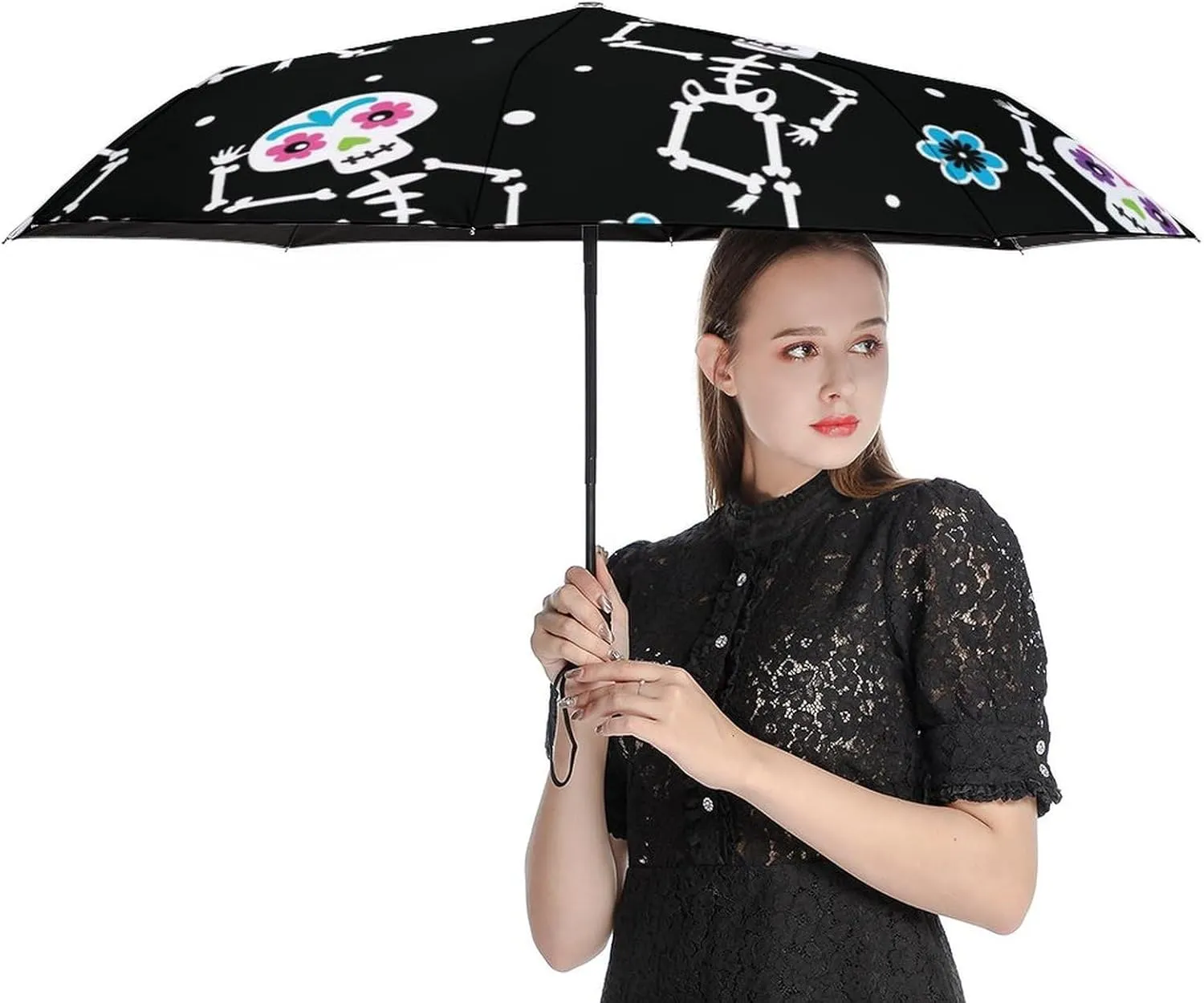 Windproof Travel Umbrellas for Rain,Happy Dog Flower Durable & Compact Umbrella-Waterproof Canopy for Backpack, Purse, Portable, Umbrella for Travel