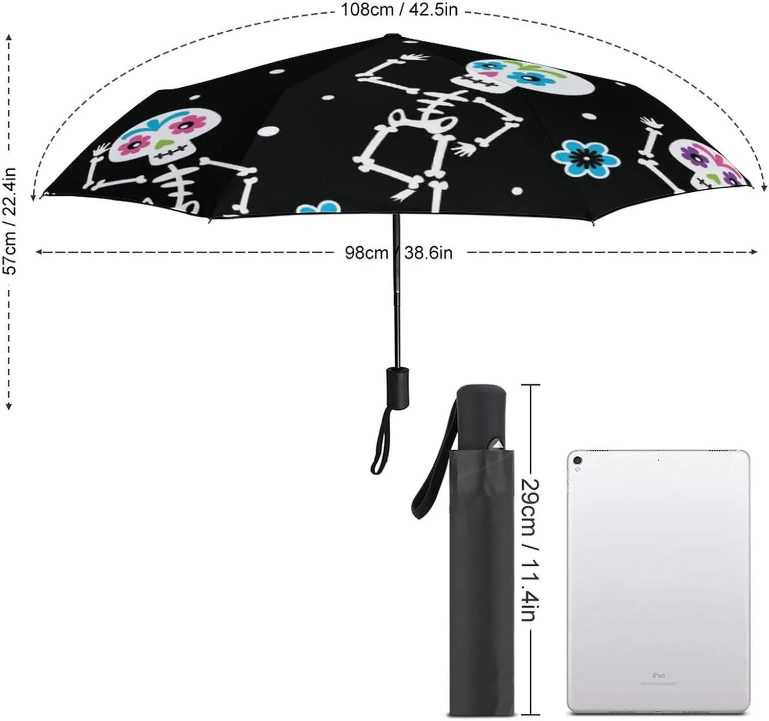 Windproof Travel Umbrellas for Rain,Happy Dog Flower Durable & Compact Umbrella-Waterproof Canopy for Backpack, Purse, Portable, Umbrella for Travel