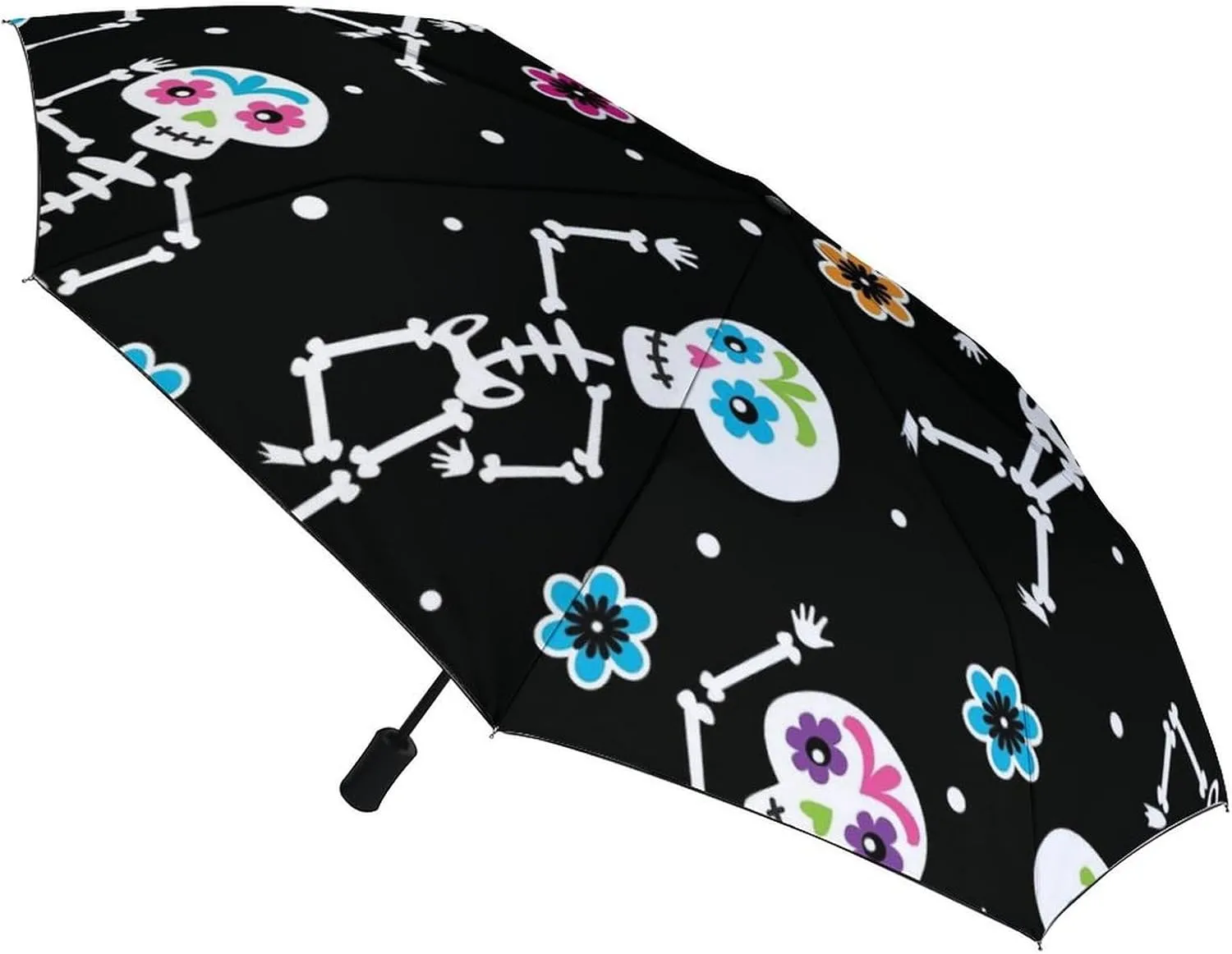 Windproof Travel Umbrellas for Rain,Happy Dog Flower Durable & Compact Umbrella-Waterproof Canopy for Backpack, Purse, Portable, Umbrella for Travel