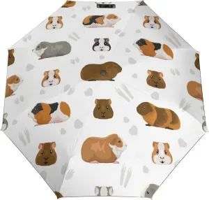 Windproof Travel Umbrellas for Rain,Rex Guinea Pig Durable & Compact Umbrella-Waterproof Canopy for Backpack, Purse, Portable, Umbrella for Travel