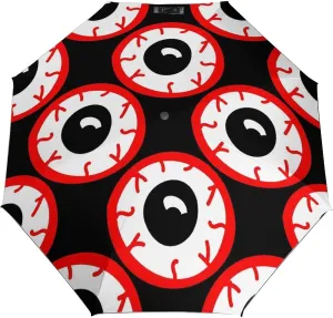 Windproof Travel Umbrellas for Rain,Scary Red Eyes Horro Durable & Compact Umbrella-Waterproof Canopy for Backpack, Purse, Portable, Umbrella for Travel