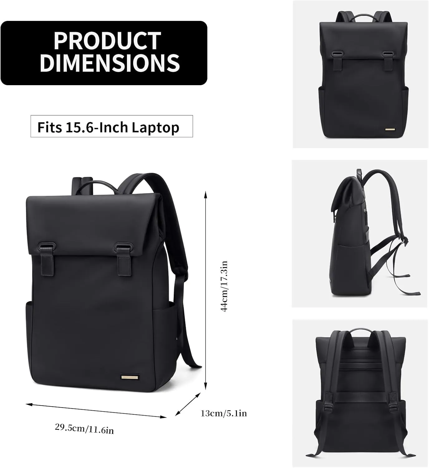 Women Laptop Backpack Computer Backpacks Carry On Waterproof backpack Fits 15.6Inch Notebook Travel Commute College (Black)