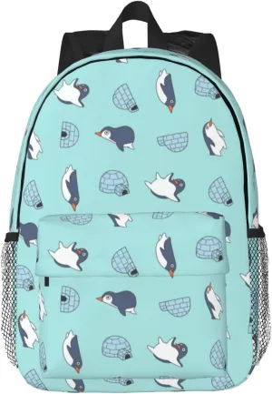 Women's fashionable travel backpacks, computer bags (Blue bottom color Penguin)