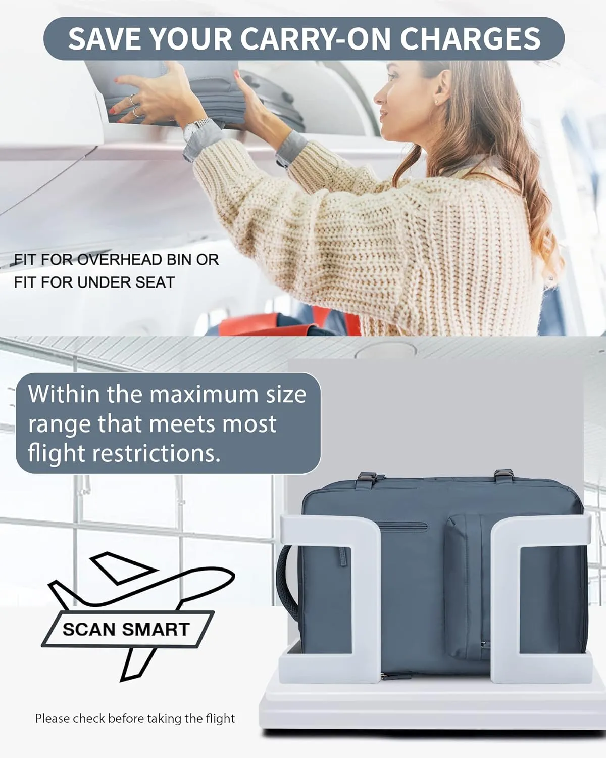WONHOX Large Travel Backpack Carry on Flight Approved Laptop Work Business Backpack for Women Men Mochila de Viaje