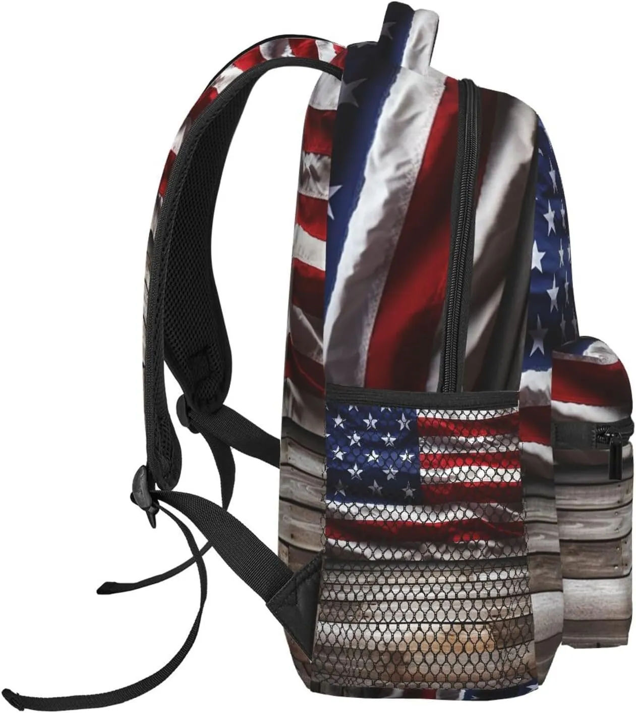 Wooden Floor American Flag Backpack for Men Women Casual Daypack Laptop Backpack Computer Bag Travel Laptop Bag