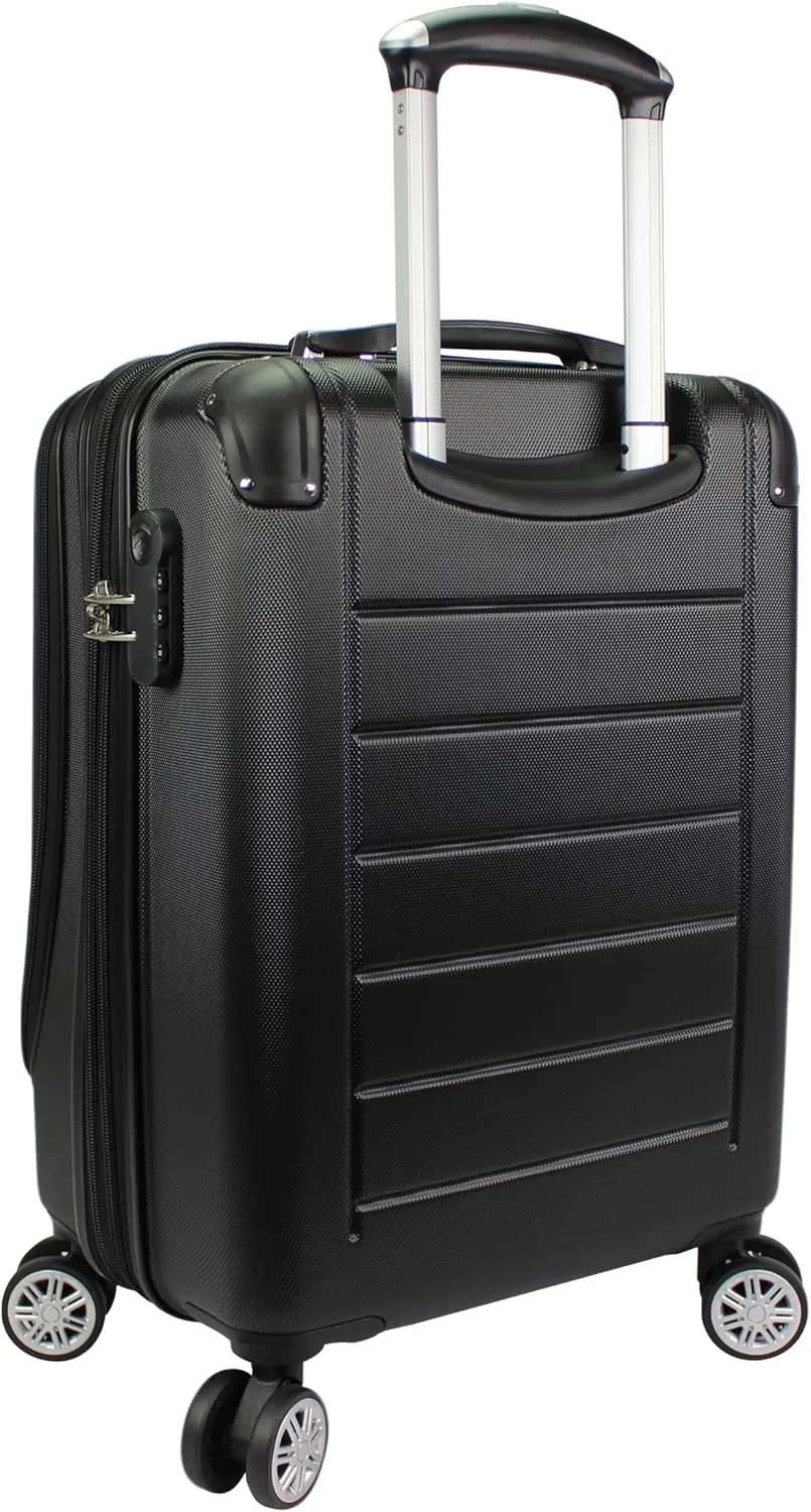 World Traveler Dejuno Compact Luggage with Laptop Pocket-Black, Carry-On 20-Inch