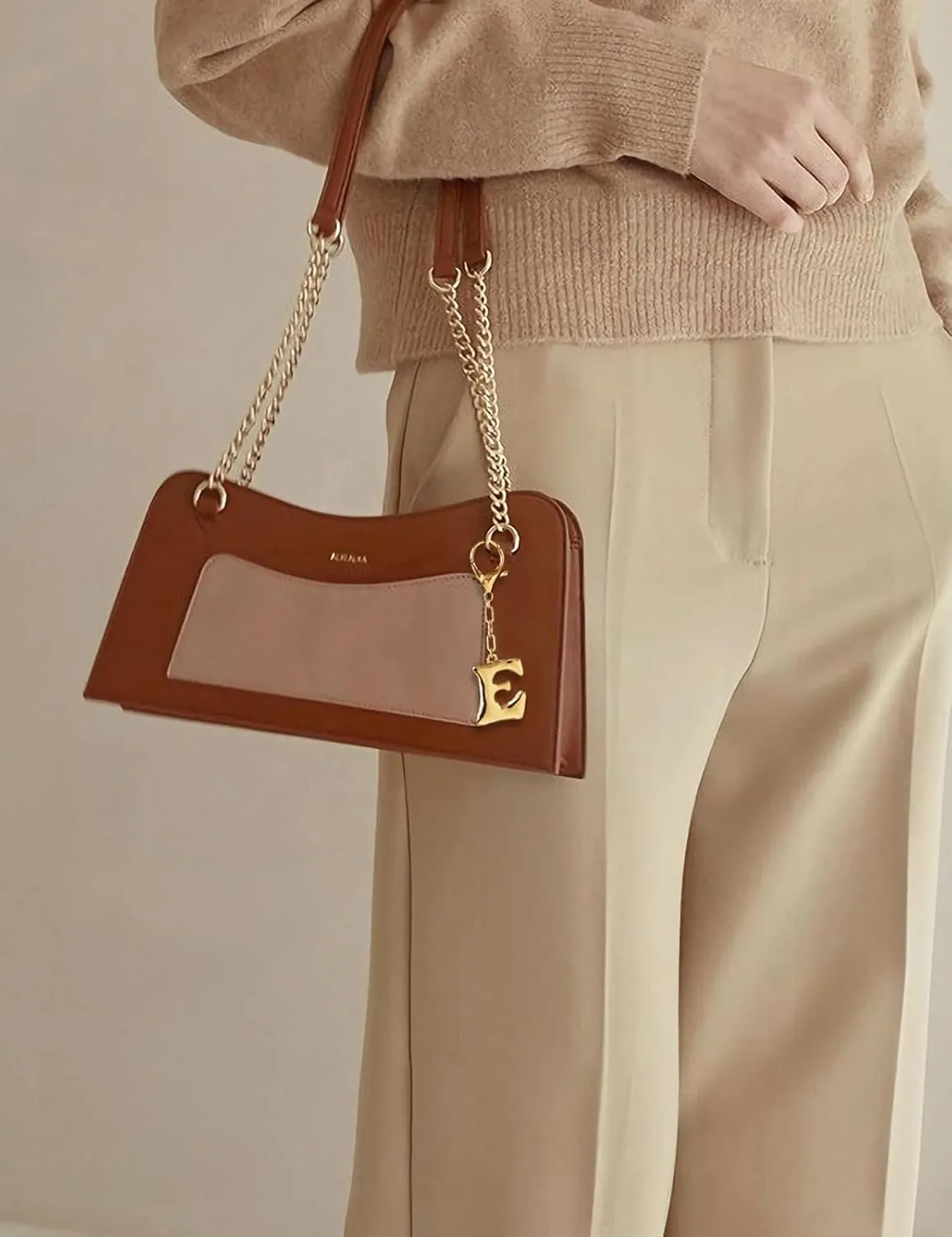 WOWORAMA Initial Letter Keychain for Women Chunky Gold Bubble Letter Bag Charm Purse Charm Personalized Keyrings Accessories