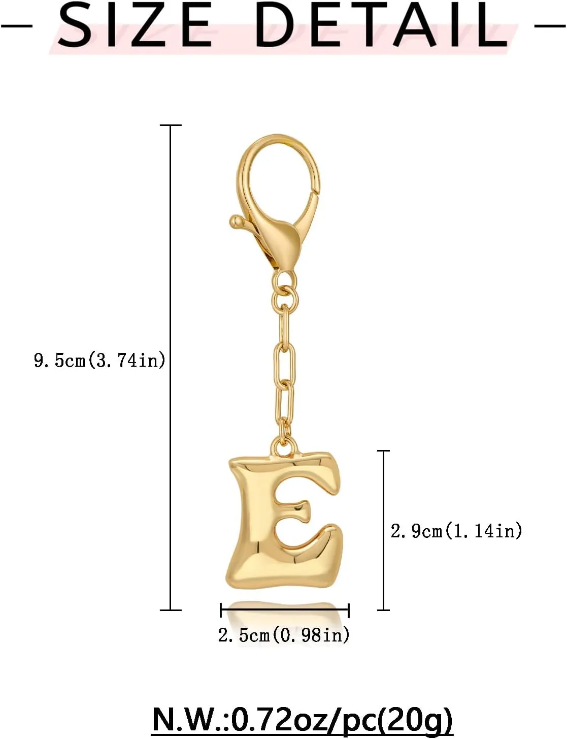 WOWORAMA Initial Letter Keychain for Women Chunky Gold Bubble Letter Bag Charm Purse Charm Personalized Keyrings Accessories