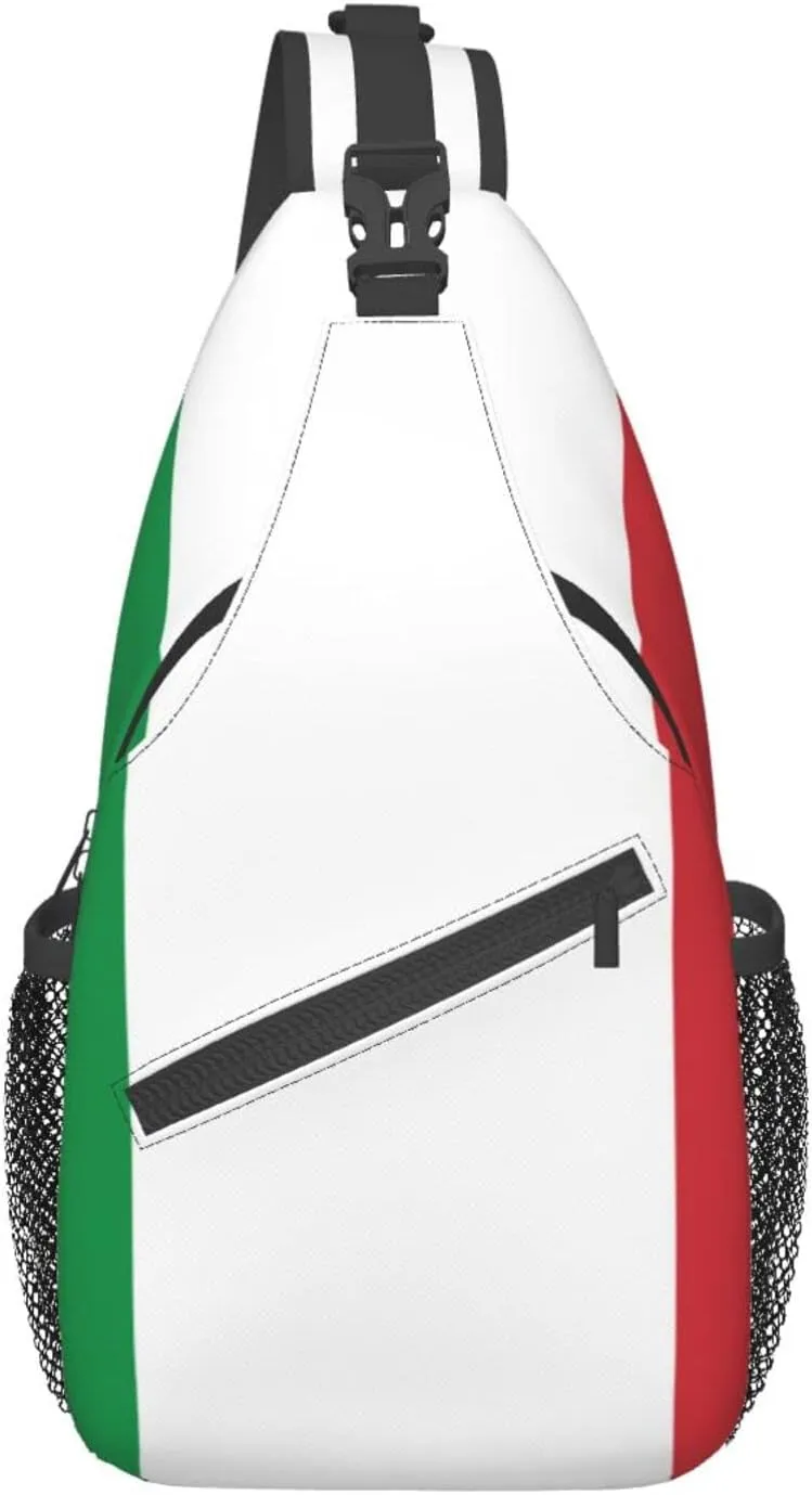 WURTON Italy Flag Print Crossbody Backpack Shoulder Bag Cross Chest Bag For Travel, Hiking Gym Tactical Use