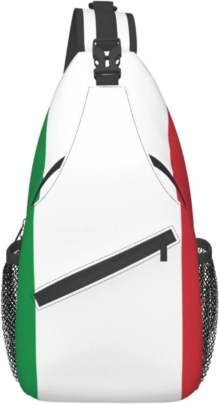 WURTON Italy Flag Print Crossbody Backpack Shoulder Bag Cross Chest Bag For Travel, Hiking Gym Tactical Use