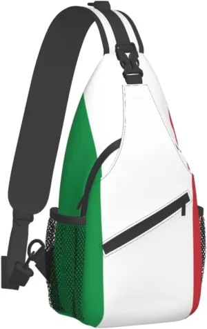 WURTON Italy Flag Print Crossbody Backpack Shoulder Bag Cross Chest Bag For Travel, Hiking Gym Tactical Use