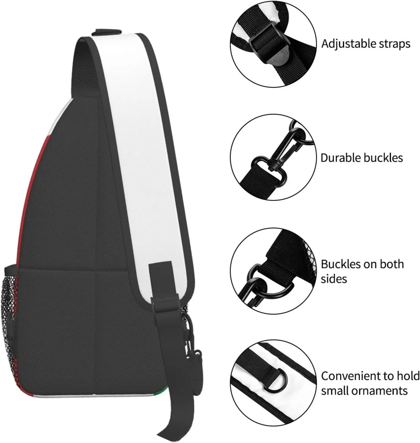 WURTON Italy Flag Print Crossbody Backpack Shoulder Bag Cross Chest Bag For Travel, Hiking Gym Tactical Use
