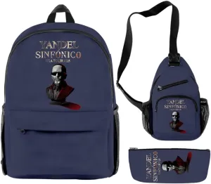 Yandel Sinfonico Tour 2025 Backpack 3 Pieces Sets Vintage Crossbody Bag Fashion Casual Travel Bag (Navy)