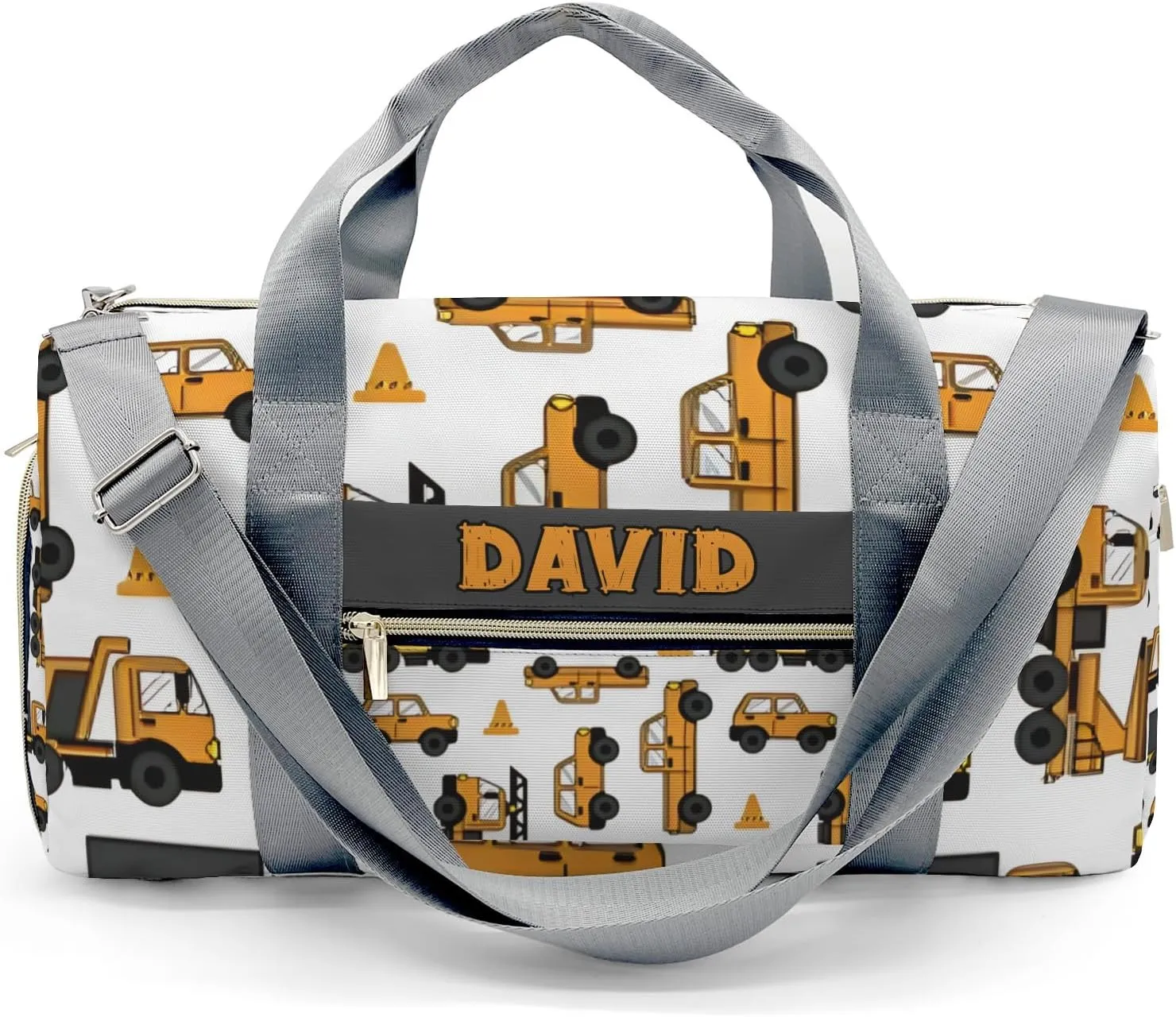 Yellow Truck Personalized Kids Duffel Swim Bag for Boys,Customized Swim Duffle Bag for Boys Man Kids Gifts