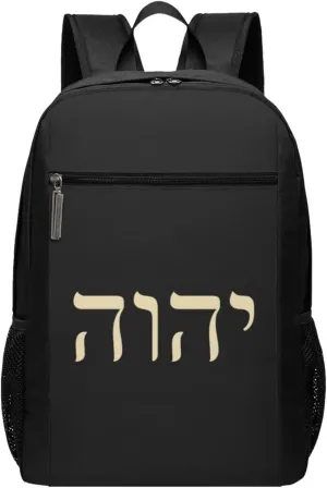 Yhvh Hebrew Name of God Travel Laptop Backpack, Business Anti Theft Slim Sturdy Laptops Backpacks, College Computer Bag Gift for Men & Women Fits 17 Inch Notebook,Black