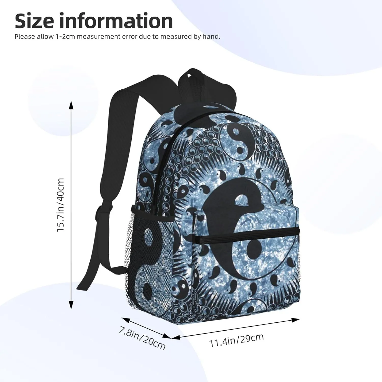 Ying Yang Diagram Print Backpack Durable Travel,Sports Beach Backpack Lightweight Bags Work Casual Daypack