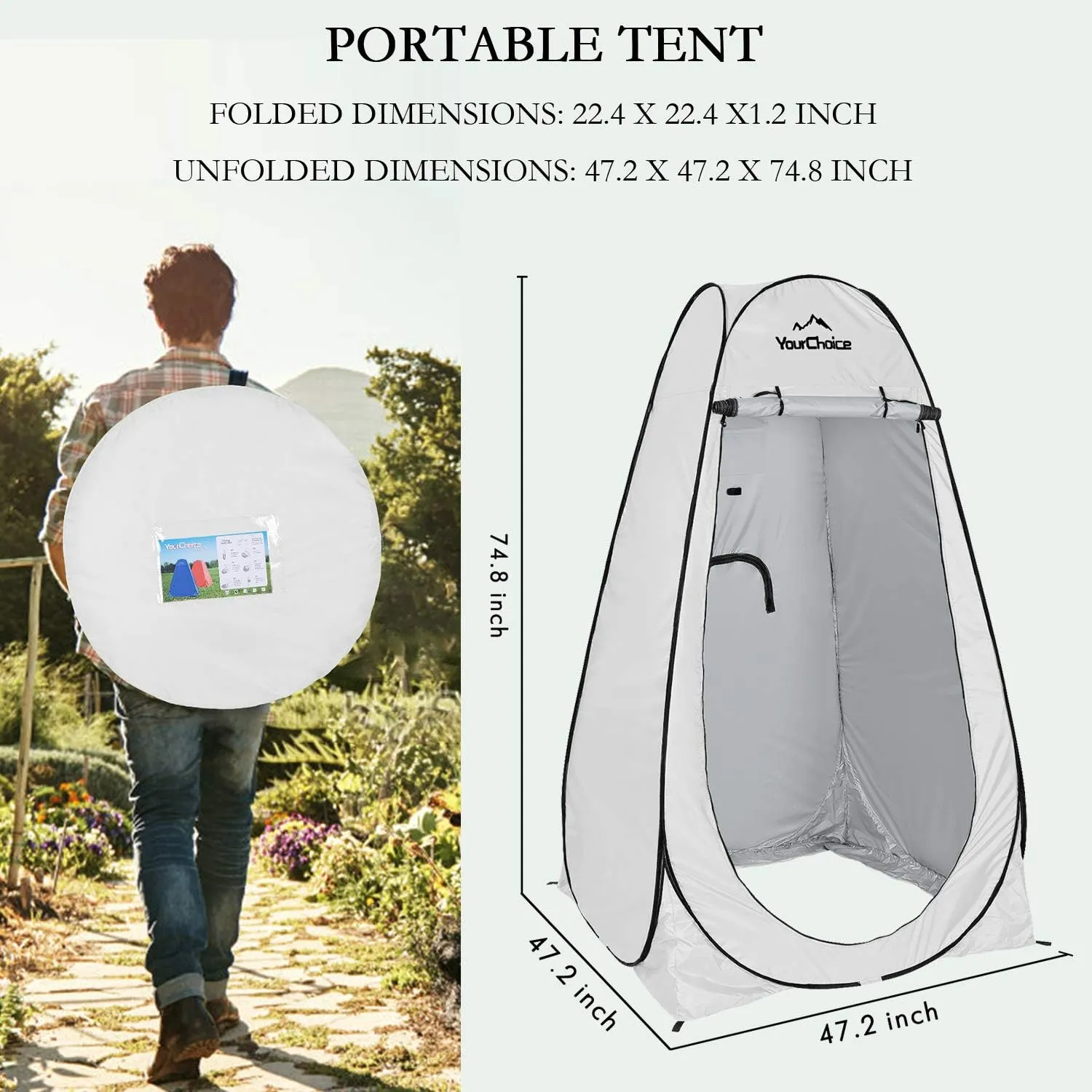 Your Choice Pop Up Privacy Shower Tent - Portable Changing Tent for Camping, Beach & Hiking - 6.2FT Lightweight with Carry Bag, Quick Setup & Full Coverage