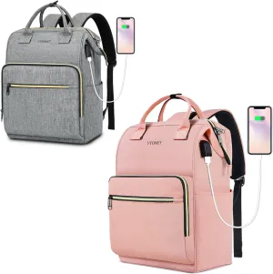 Ytonet Laptop Backpack for Women, Travel Work Bag with RFID USB Port, Wide Open Anti-Theft Large Nurse Teacher College School Bookbag, Water Resistant Business Computer Backpack Purse