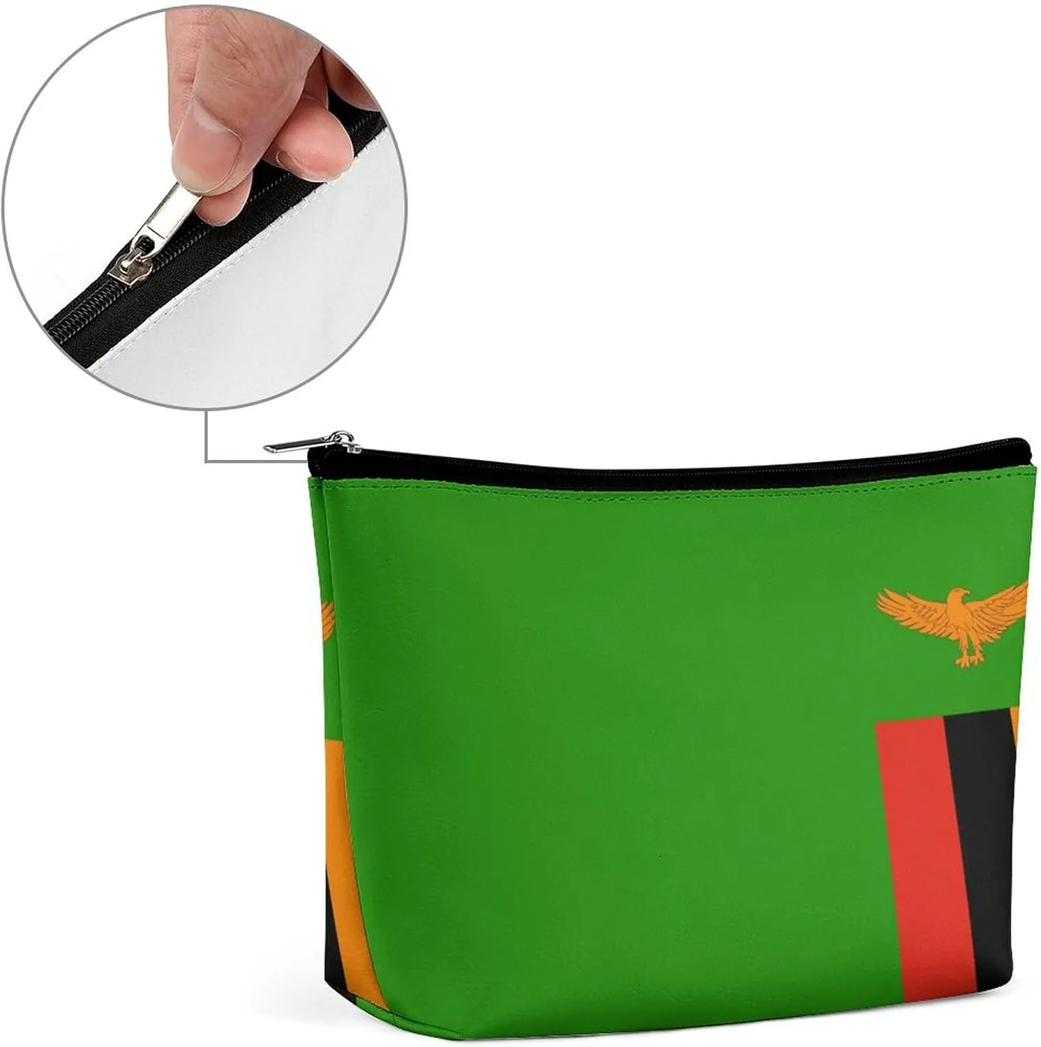 Zambia Flag Compact Makeup Bag Travel Cosmetic Pouch Organizer for Women Purse