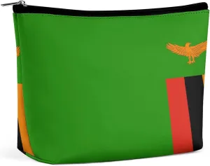 Zambia Flag Compact Makeup Bag Travel Cosmetic Pouch Organizer for Women Purse