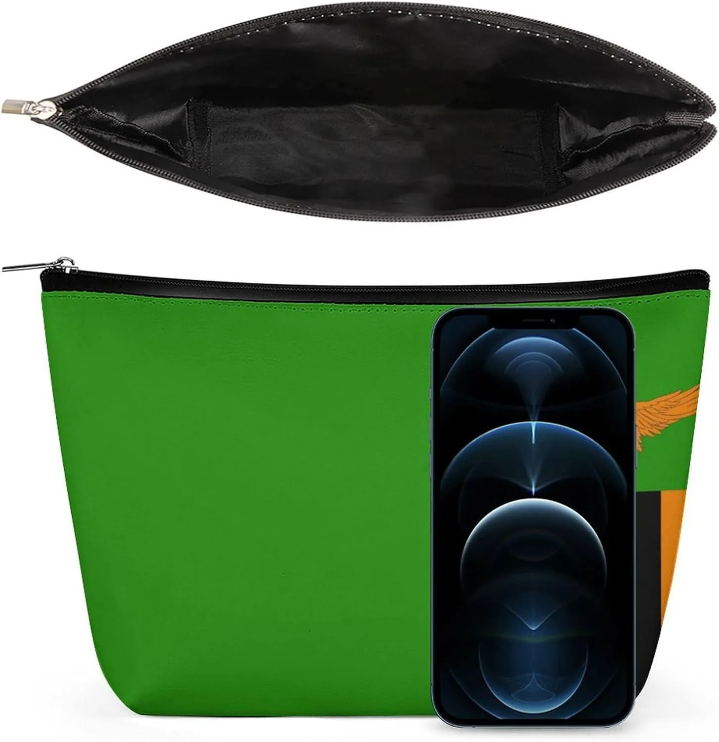 Zambia Flag Compact Makeup Bag Travel Cosmetic Pouch Organizer for Women Purse