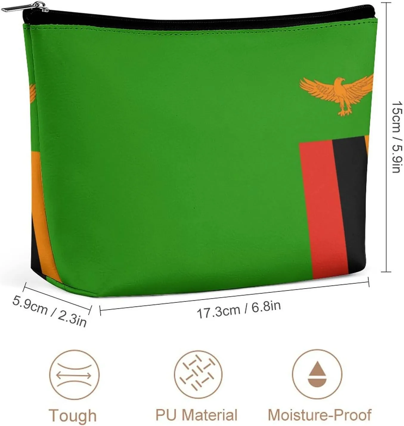 Zambia Flag Compact Makeup Bag Travel Cosmetic Pouch Organizer for Women Purse