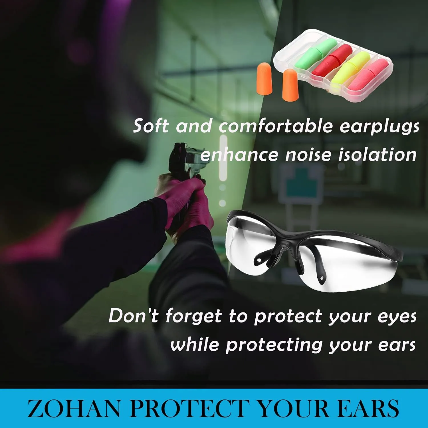 ZOHAN EM054 Electronic Ear Protection for Shooting Range with Sound Amplification Noise Reduction, Ear Muffs for Gun Range