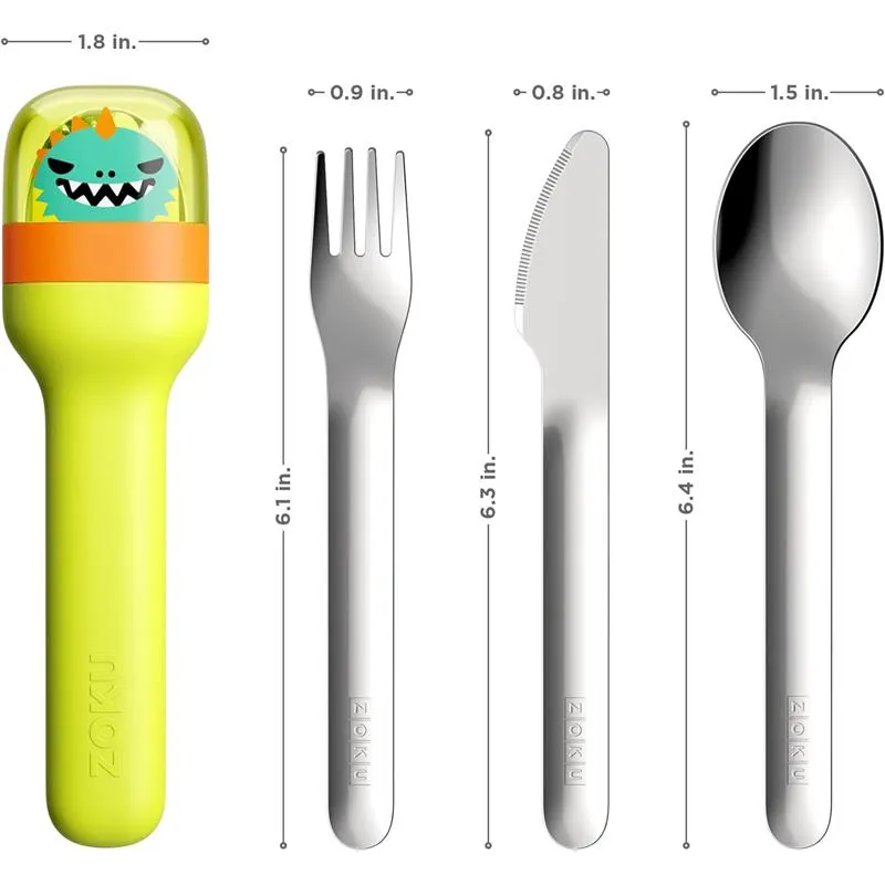 Zoku - Kids Pocket Utensil Set, Green Dino