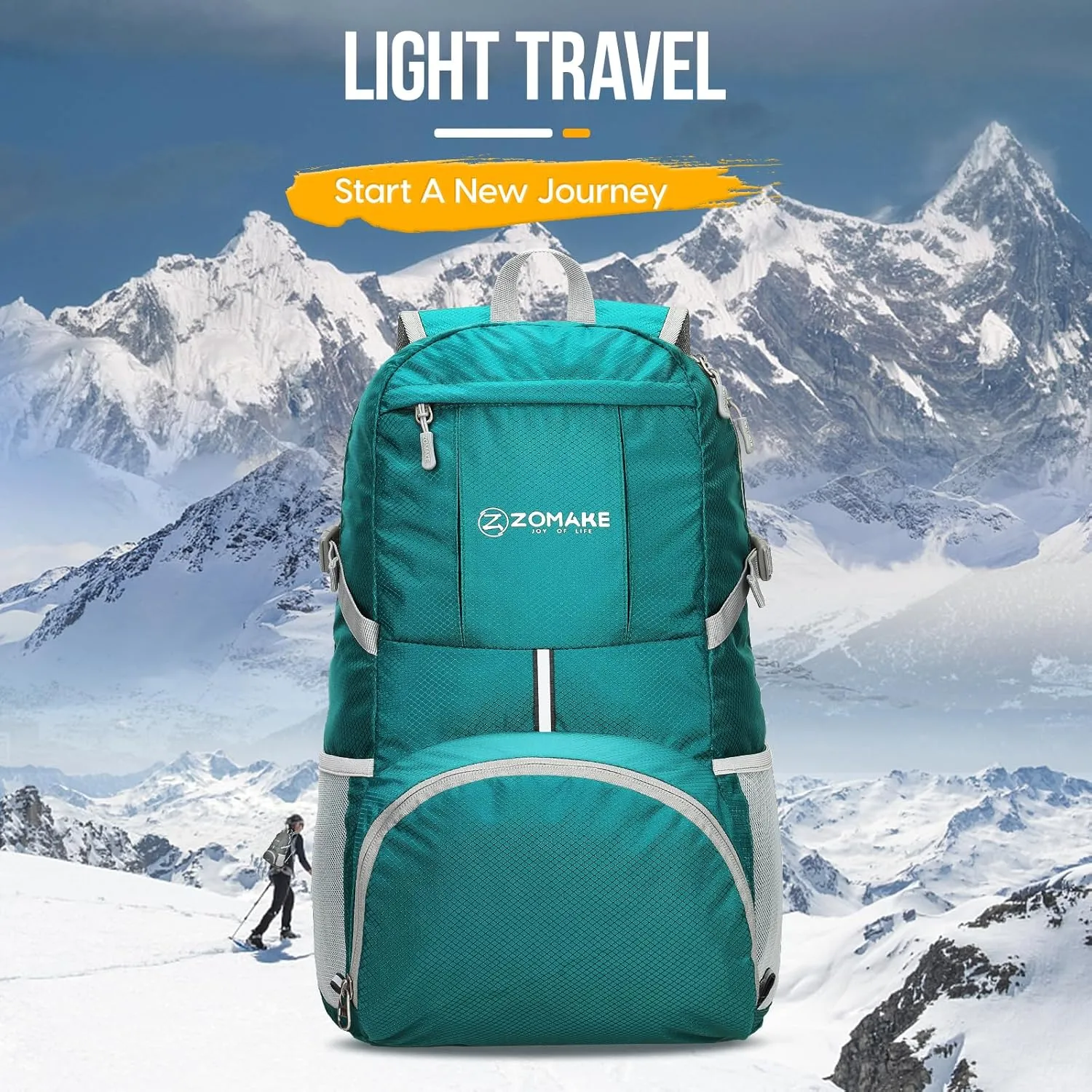 ZOMAKE Lightweight Packable Backpack 35L, Light Foldable Backpacks Water Resistant Collapsible Hiking Bag, Compact Folding Day Pack for Travel Camping(Lake Green)
