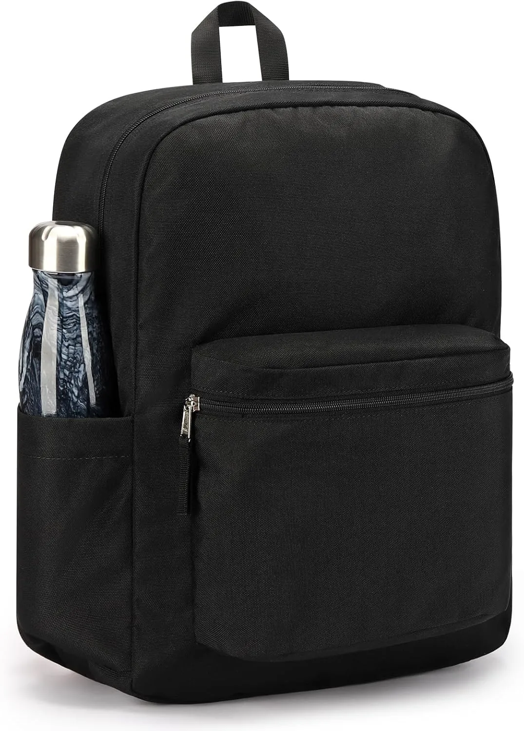 ZORFIN Black Backpack for School Work Travel: Lightweight Bookbag for Girls and Boys - Water Resistant Backpacks for Men and Women