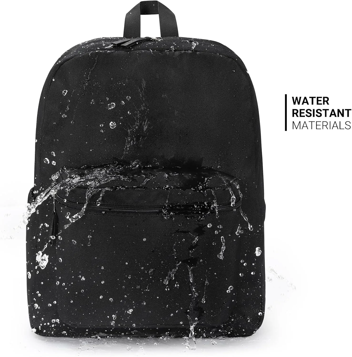 ZORFIN Black Backpack for School Work Travel: Lightweight Bookbag for Girls and Boys - Water Resistant Backpacks for Men and Women