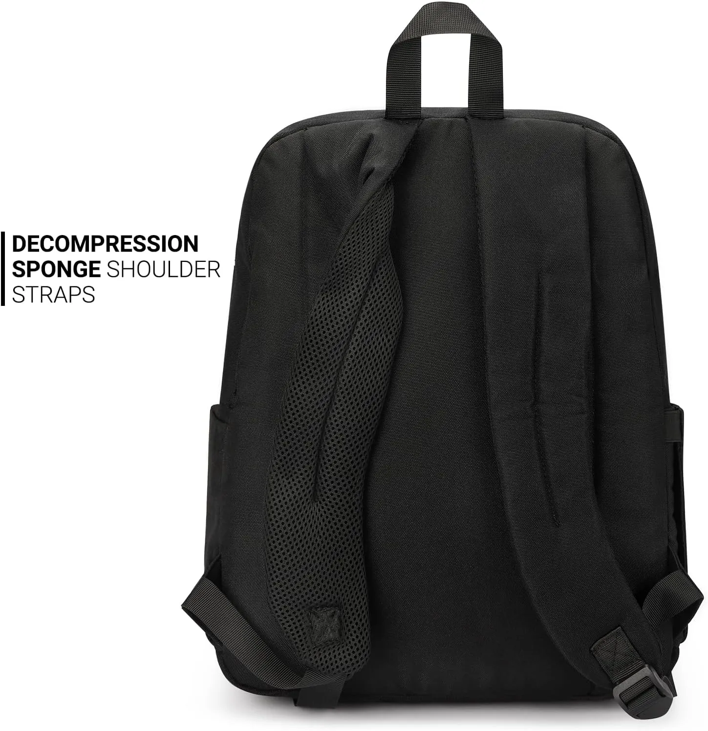 ZORFIN Black Backpack for School Work Travel: Lightweight Bookbag for Girls and Boys - Water Resistant Backpacks for Men and Women