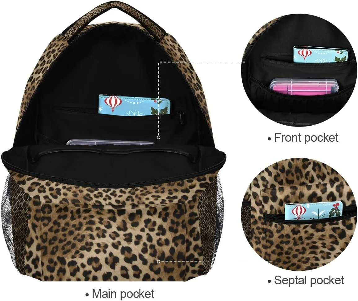ZZKKO Leopard print Vintage Boys Girls School Computer Backpacks Book Bag Travel Hiking Camping Daypack